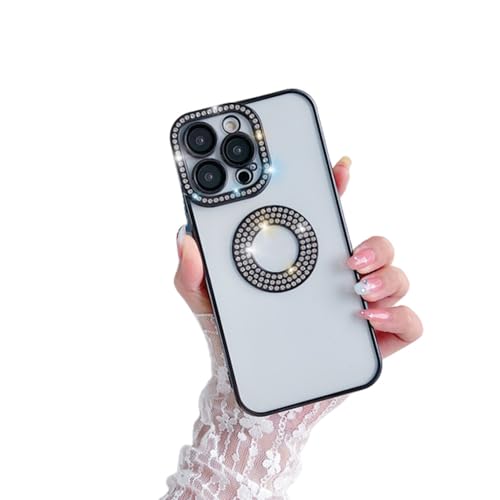Étui de luxe en strass paillettes pour iPhone 13 avec cadre plaqué chic