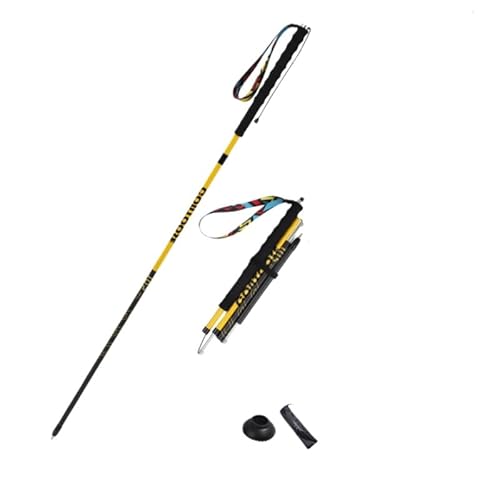 トレッキングポール 折りたたみ カーボン 登山 ストック 超軽量 折り畳み式 ウォーキングポール ウォーキングステッキ 収納ポーチ付き 登山杖 登山ポール 山登り アウトドア 遠足 ステッキ ハイキングポール 全季節使用可能 男性 女性 高齢者(1根) (