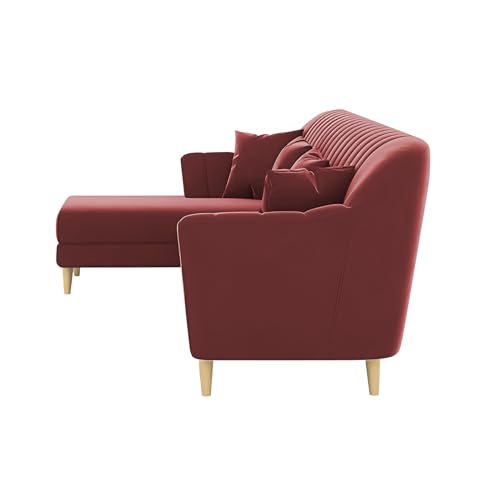 Image of Atticus LHS 6 Seater L Shape Sofa Set for Living Room (Maroon Fabric) Premium Fabric Sofa Set