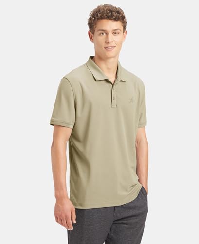 Image of Jockey AM38 Men's Microfiber Fabric Solid Half Sleeve Polo T-Shirt with StayDry & StayFresh Technology