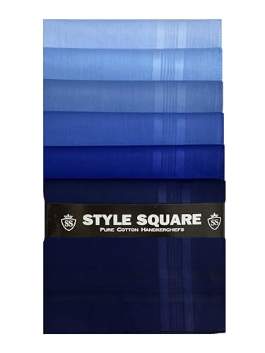 Style Square Mens Handkerchiefs 100% Pure Soft Cotton Handkerchief Pattern Coloured Pocket Square Hankies Great Gift 43 x 43 cm (Assorted Set of 6 - AS80334)