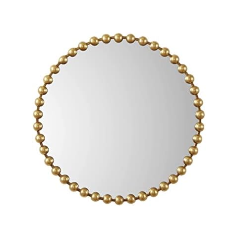 MADISON PARK SIGNATURE Wall Décor Marlowe Metal Spherical Frame Round Mirror for Living Room - Home Accent, Ready to Hang Bedroom Decoration, 36" Diameter, Gold Cover