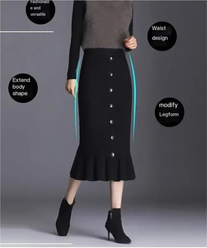 Women's Autumn and Winter Warm Knit Skirt High Waist Slim Fit Fashionable and Versatile Office Mid Length Fishtail Skirt2