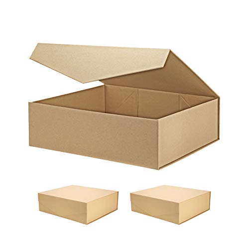PACKHOME 17x14.5x5.5 Inches, 3 Extra Large Gift Boxes with Lids, Gift Boxes for Clothes and Large Gifts (Matte Kraft)