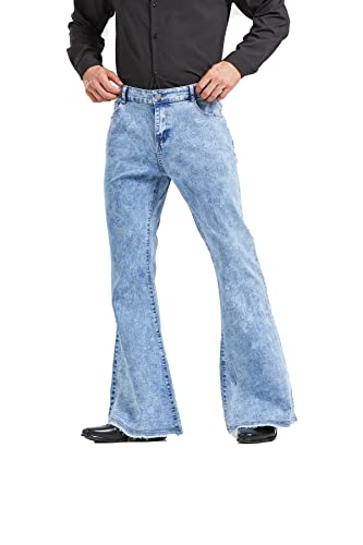 Men's Vintage 60s 70s Bell Bottom Tassel Pants Trousers Stretch Fit Classic Comfort Flared Disco Denim Jeans3
