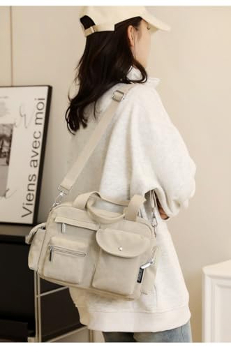Image of Canvas Tote Bag for Women with Multiple Pockets Handbag Large Crossbody Bag Everything Everyday Bag for Work Daily