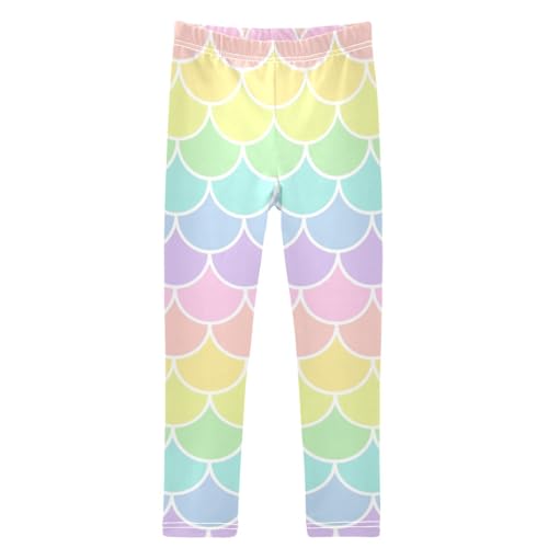 Girls' Leggings Ankle Length Printed Leggings Fish Scale Rainbow Soft Comfortable Pants for Kids 4-10 Years