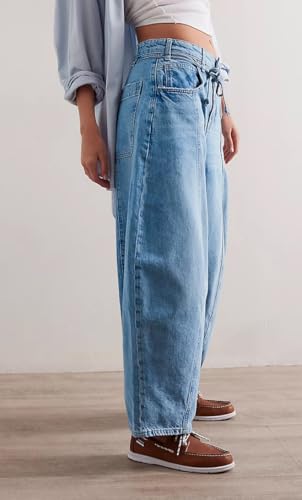 Kedera Women's Baggy Barrel Jeans Boyfriend Wide Leg Cropped Denim Pants Mid Rise Y2K Jeans Ankle Pants Trouser 20244