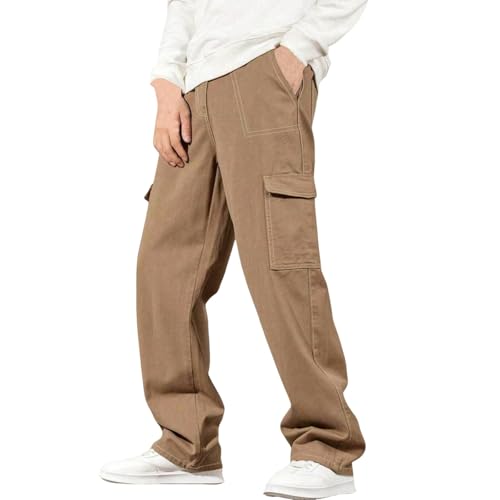Military Pants for Men Casual Hiking Workout Cargo Sweatpants with Pockets Loose Wide Leg Trousers Streetwear