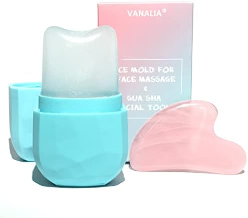 VANALIA Ice Roller for Face and Eye, Gua Sha Face Massage, Skin Care Set Facial Beauty Ice Roller, Silicone Ice Mold for Face Beauty(Blue)
