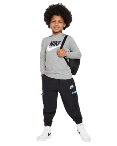 Nike FUTURA Little Kids Boys' Hooded Long Sleeve T-Shirt (Carbon Heather) Size 7 (6-7 Years)4