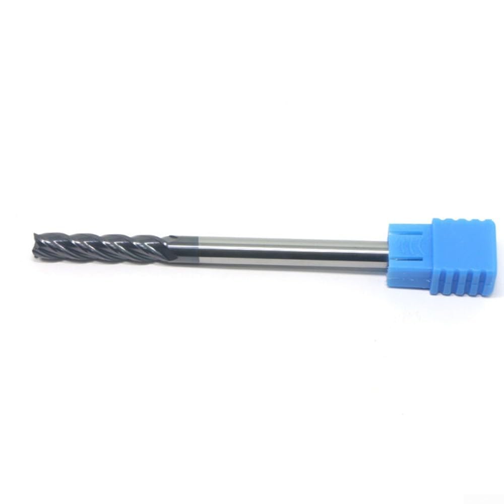 Fraise en carbure 5 mm x 5 mm x 100 mm 4 cannelures CNC avec revêtement bleu pour fraisage de précision et coupe haute dureté jusqu'à HRC50