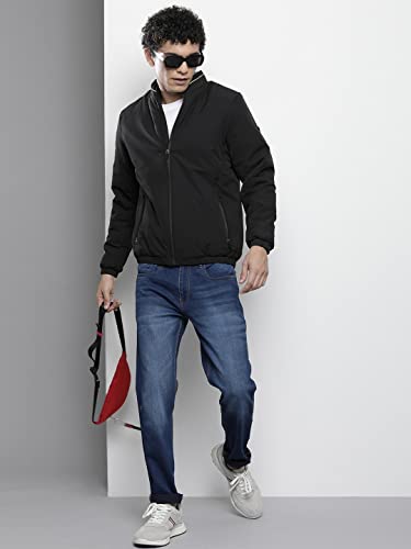 Image of The Indian Garage Co Men Slim Fit Solid Puffer Jackets
