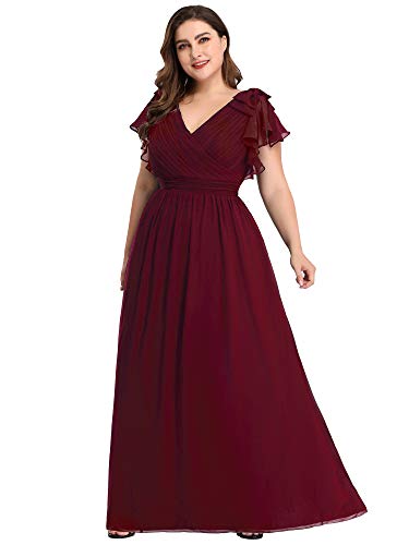 Ever-Pretty Womens Pleated Long Casual Summer Maxi Dress Burgundy US20