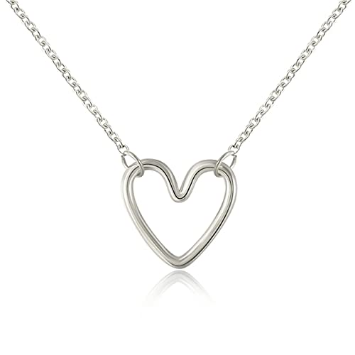 ZLBYGM 925 Halskette für Damen Schlüsselbein Mond Herz Schmuck Anhänger Kette
