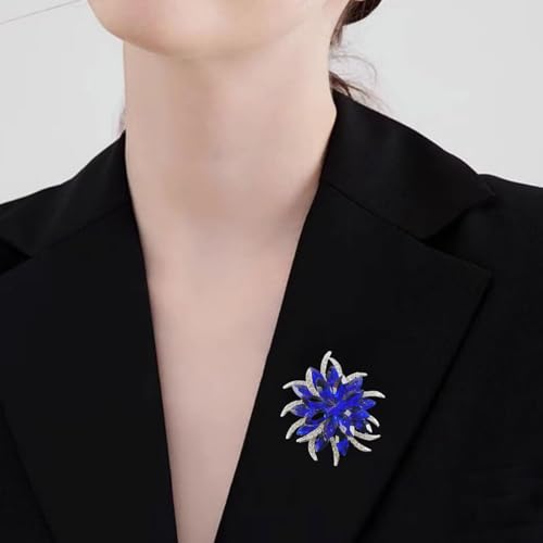 Image of Large Crystal Flower Brooch Pin for Women Red purple pink green Rhinestone Flower Lapel Pin Wedding Party Birthday Dance Banquet Dress Suit Ceremony Clothes Hat Bag Accessories Jewelry