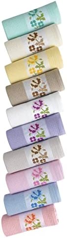 Kafthan - Dish Towels Set - Turkish Cotton Fast Dry Absorbent Kitchen Towels - Waffle Weave - Multicolor Soft Cleaning Towels - Reusable - Home and Kitchen - 18”x28” (Thrive(Floral), 10)