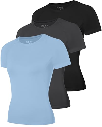 Women's Short Sleeve Compression Shirt, Athletic Workout Gym Top