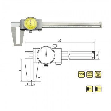 Calibrador de ranura exterior con mesa de medición 0-200mm miniatura 2
