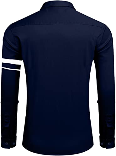 Image of Zombom Men Cotton Polyester Blend Regular Fit Striped Full Sleeve Casual Shirt