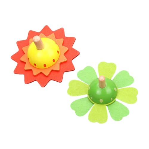 ARTIBETTER Peonza de Madera para 2 Piezas, Juguete Giratorio Educativo de Colores Brillantes (Amarillo y Verde), Juego Cognitivo Infantil Antiestrés, Adecuado para Escritorio y Desarrollo