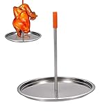 Vertical Skewer for Grill Stainless Steel Chicken Roaster Stand Brazilian Barbecue Skewer Stand Removable Grilling Rack with Drip Tray for Steak, Whole Chicken, Meat