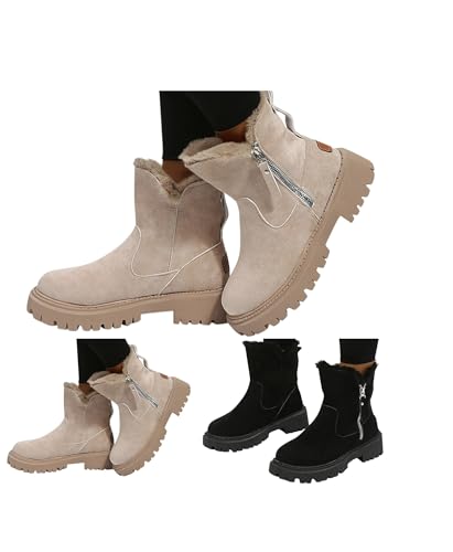 Botas Invierno para Mujer Botines Nieve Impermeable con Cremallera Forradas Cálido Boots Zapatos Outdoor Ultraligero Antideslizante 35-44