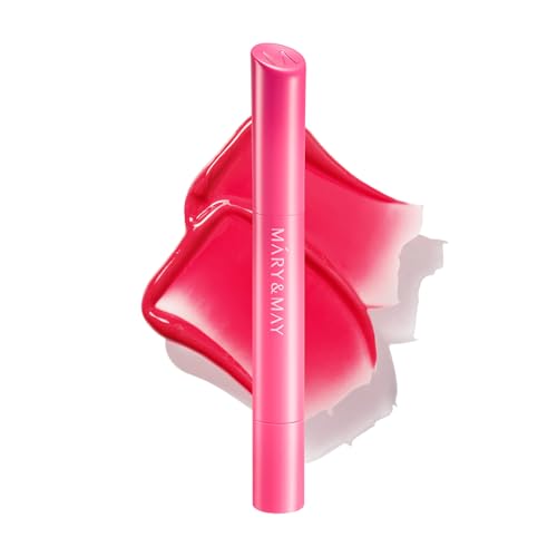 Image of Mary&May Blooming Glow Lip 02 Ruby Blossom 1.7g - Vegan High Gloss Lipstick with Ceramide & Hyaluronic Acid - Intense Hydrating Lip Glow - Vibrant Ruby Red Tint - Nourishing Plant-Based Formula
