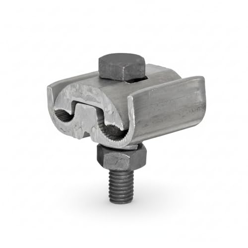 Image of Morris Products 96020 Parallel Groove Clamp, 1 Bolt, Aluminum, 1 /0 - 4 /0 CU-AL Main, .373 - .563 inch Wire Diameter Main; 8-1 /0 CU-AL Tap, .128-.398 inch