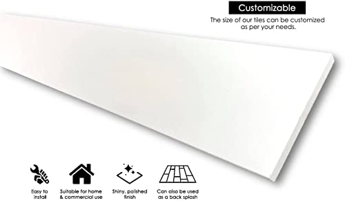 Tenedos Solid White Engineered Marble Threshold Saddle Polished, For Shower Curb, Bathroom Vanity Backsplash, Window Sill, Maintenance Free, Stain Resistant (4" X 60") #TOP2