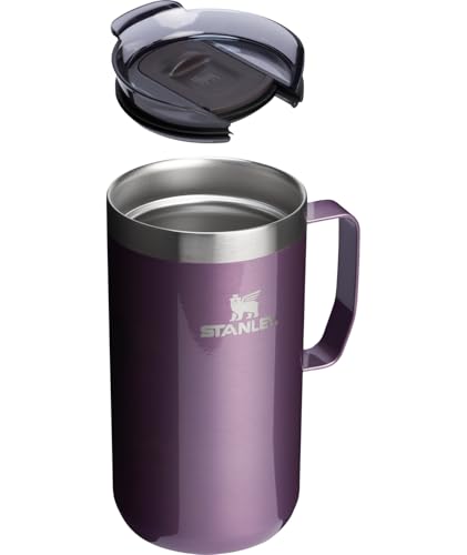 Image of STANLEY Everyday Camp Mug 24oz | Drink Through Lid | Cup for Coffee, Tea and Drinks | Insulated Stainless Steel Coffee Mug | BPA-Free | Wisteria Shine