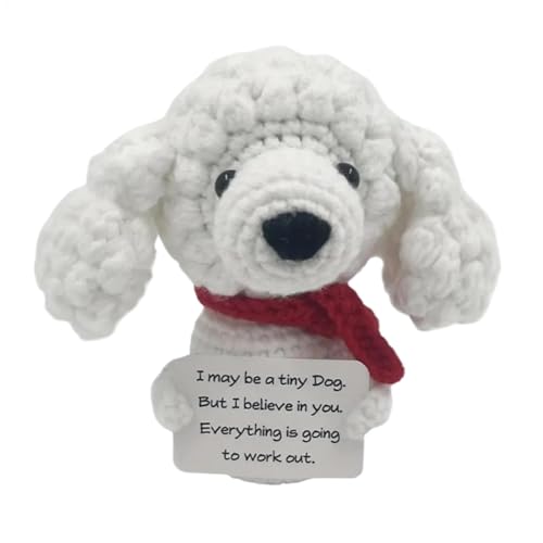 Nuyhgtr ポジティブかぎ針編みドッグ、感情サポートアニマル、ポジティブアニマル、かぎ針編みの子犬のおもちゃ、かぎ針編みの犬のおもちゃ、子犬の感情サポート、メンタルヘルスと感情サポートのためのかぎ針編みの動物