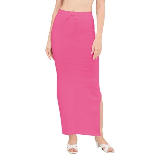 Image of DESI GIRL Cotton Lycra Stretchable Saree Shapewear Petticoat with Drawstring for Women | Fishcut Saree Petticoat with Side Slit for Easy Movement | Saree Shaper | Long inskirt