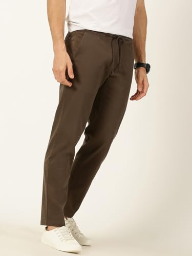 Image of Thomas Scott Men's | Solid | Light Weight | Breathable Fabric | Elasticated Waist | Mid Rise | Regular Fit | Cotton Blend | Drawstring | Chino Trouser | Pants
