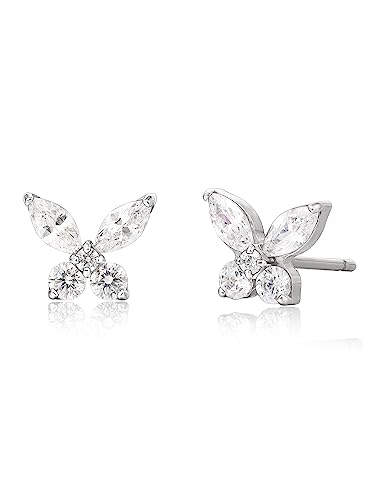 Limerencia F136 Pure Titanium Hypoallergenic Earrings Dainty Butterfly CZ Cluster Minimalist | G23 Implant Grade Piercing Fashion Jewelry For Sensitive Ears