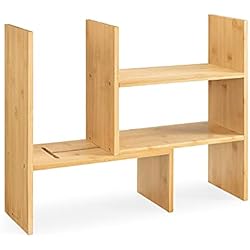 Estanteria Pequeña Suelo Navaris Estantería pequeña de bambú - Organizador con baldas para escritorio cocina oficina baño habitación - Mueble para colocar accesorios