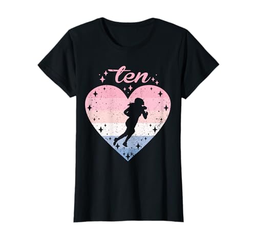 10 anni carino football americano compleanno ragazza 10th b-day maglietta