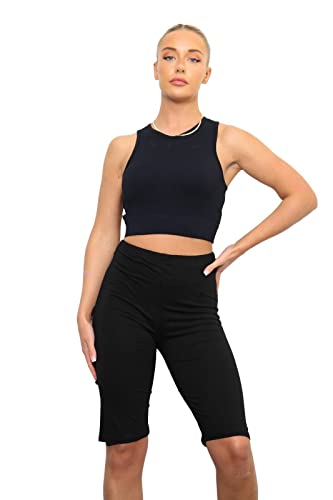 Ex High Street Brand Sports Shorts Women UK, Ladies Gym Running Cycling Shorts Black