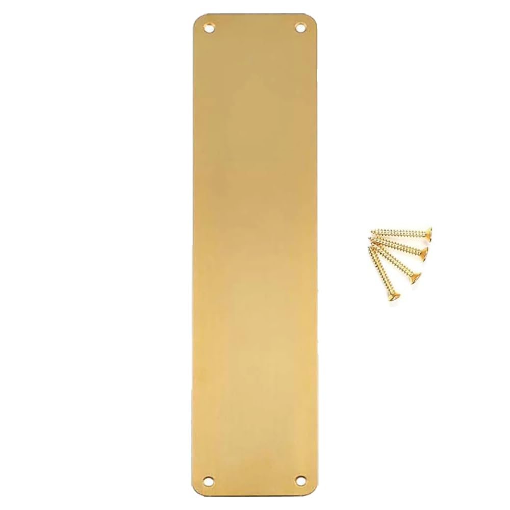 SISI UK Plaque de poussée de porte en laiton poli de style victorien - 300 mm x 75 mm - Pour portes intérieures avec vis