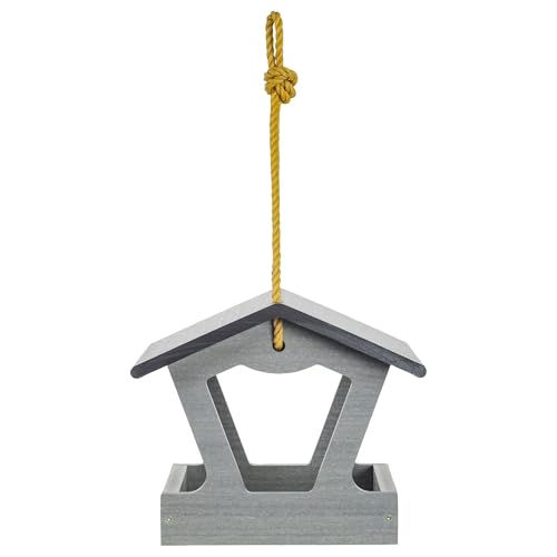 Birds Choice Modern Farmhouse Fly-Thru Bird Feeder, Driftwood – Durable Recycled Materials, w/Nylon Hanging Rope, Made in USA - Image 2