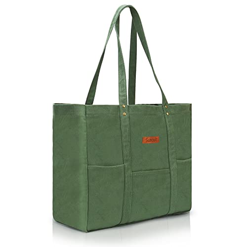 Surcult Large Tote Bags For Women，16Oz Cotton Canvas Tote Bag,Teacher Tote Bag With Big Capacity For Travel,Beach,Work,Holidays #TOP27