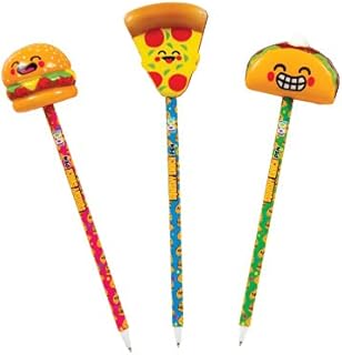 ToyPlaya Fast food Theme Squishy Snacks Pens with pizza, taco, and hamburger topper (3x pcs)
