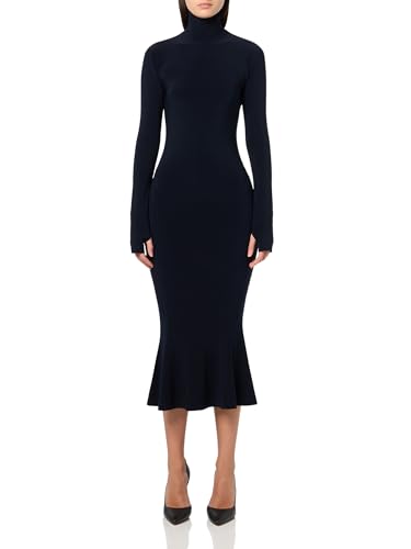 Norma Kamali Women's Long Sleeve Turtle Fishtail Dress to Midcalf (24)
