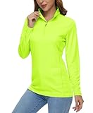 MAGCOMSEN Womens Long Sleeve T Shirts Neon Rash Guard Cooling Quarter Zip Pullover Athletic Golf Workout Sun Shirt Dry Fit,M