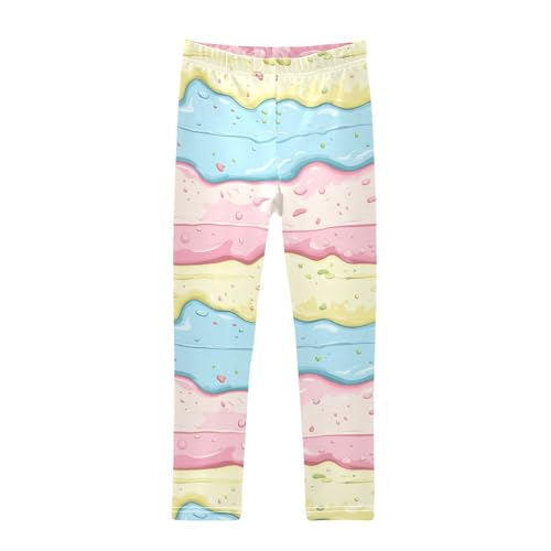 Colorful Ice Cream Style Girls Casual Leggings for Kids Printed Long Pant Bottoms Stretch and Soft