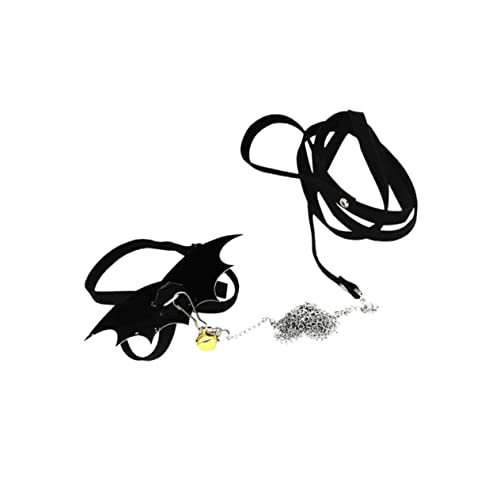 Garneck Collar Leash Harness Set for Turtle Black Adjustable Strap Reptile Harness Turtle Rope Leash Wing for Pet