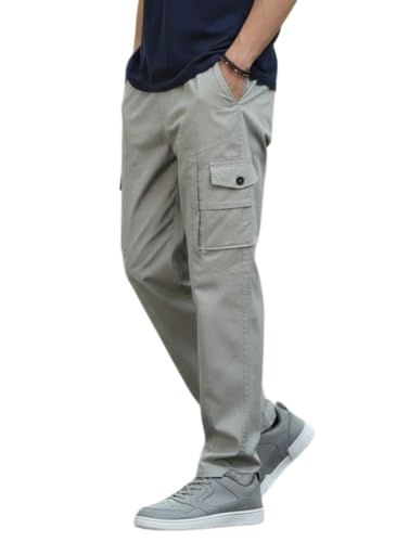 Image of Men's Cotton Cargo Pants | Stylish Casual Trousers for Men | Relaxed Fit Multi Pocket Cargo Trousers | Drawstring Waist Pant | Comfortable Lower for Men