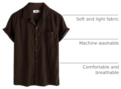 Image of VATPAVE Mens Striped Summer Shirt Casual Button Down Short Sleeve Beach Shirts Cotton Shirts for Men