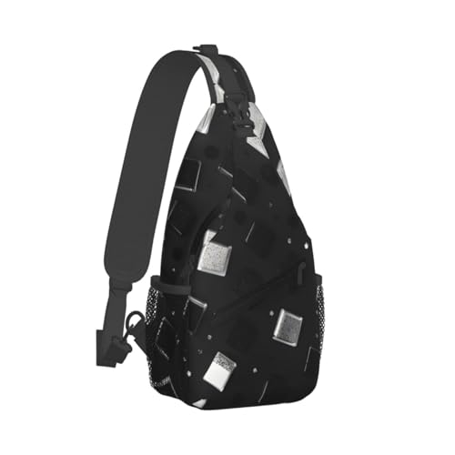 Mochila cruzada MyPiky negra y blanca con brillo miniatura 2