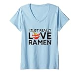 Photo Gallery donna adoro davvero i noodles giapponesi ramen kawaii anime maglietta con collo a v Photo Gallery donna adoro davvero i noodles giapponesi ramen kawaii anime maglietta con collo a v